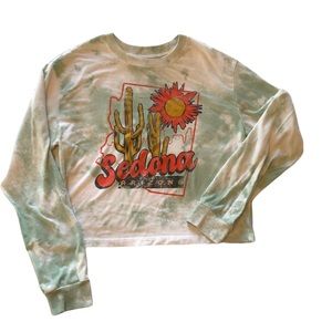 Love Tribe Tie Dye Sedona Arizona Long Sleeve Cropped Cotton Tee